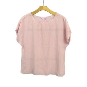 LILLY PULITZER women’s white and pink 100% silk striped blouse